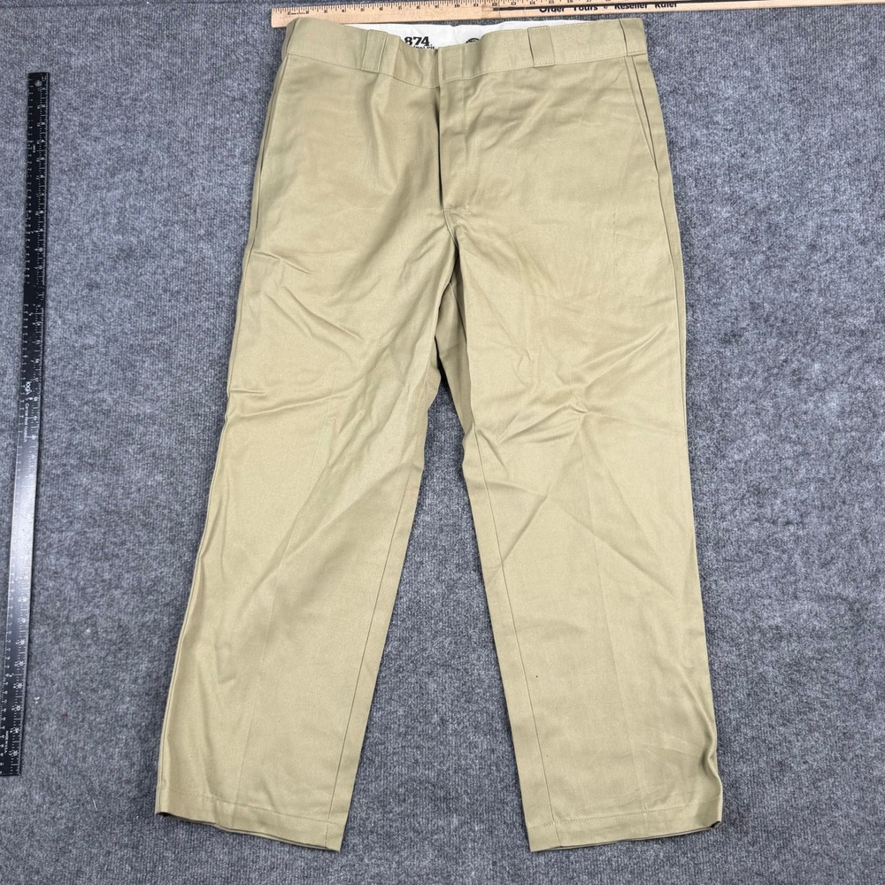 Dickies Pants Mens Size 40x29 Khaki 874 Original Fit Straight Leg Work Trousers